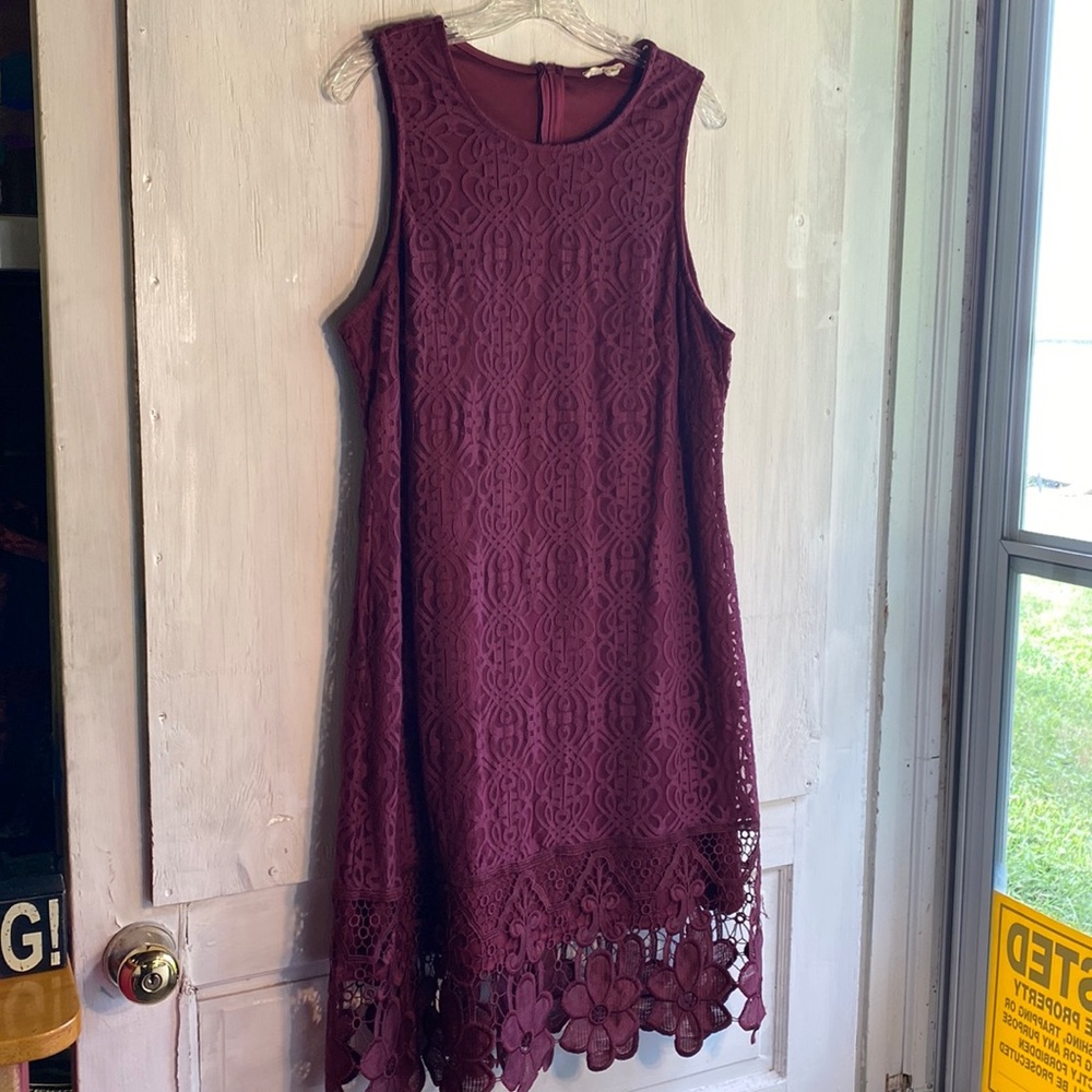 Kings Road 1X Wine Lace Lined Zip Up Dressy Summer Dress!!!❤️